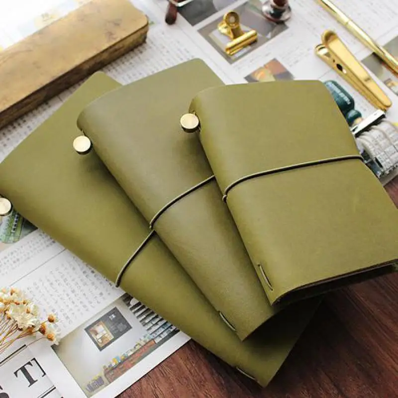 Fromthenon Olive Green Travel Notebook Cowhide Leather Planner 2019 Vintage Retro Pen Holder Clip For Midori Travelers Notebook 5