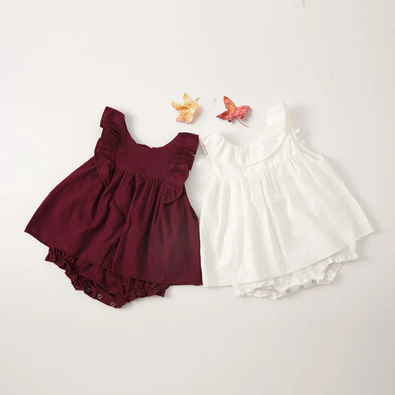 

Baby Girl Rompers Sleeveless Baby Clothes For Girls Ruffle Newborn Baby Rompers Skirt 100% Cotton Infant Jumpsuit Dwq228