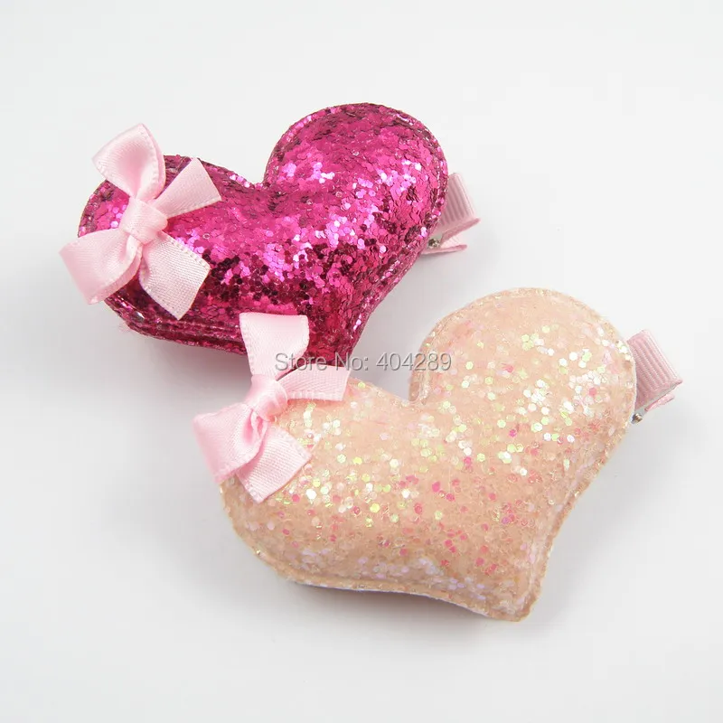 

2pcs/set Baby Girls Sequin Heart Bow Hair Clip Shiny Heart Hair Accessories Hair Clip Kids Children Hairpin