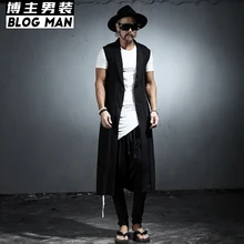 Новая мужская одежда модные Gd костюмы диджея певца жидкий тонкий рукав длина жилет верхняя одежда тонкий жилет модный жилет костюм