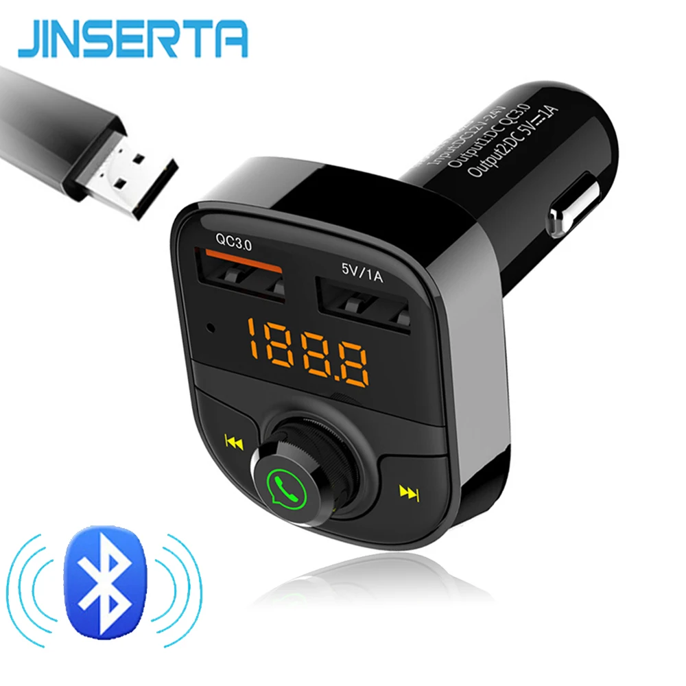JINSERTA Black Car MP3 Player Bluetooth FM Transmitter Wireless Car Kit
