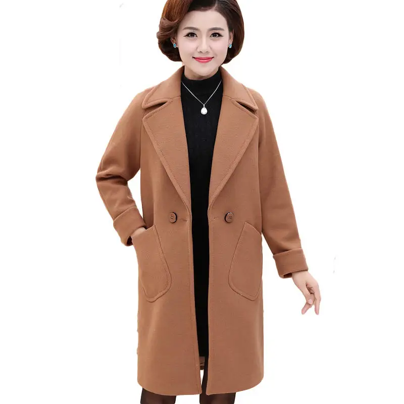 Plus Size 4xl Autumn Winter Long Wool Coat Jacket Women Chaqueta