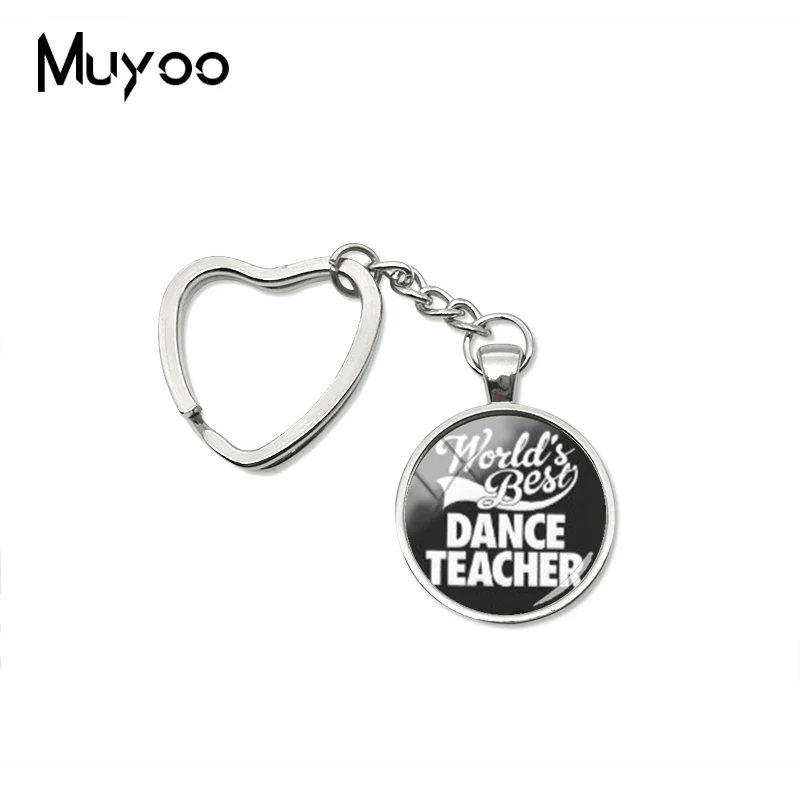 

2019 New Worlds Best Dance Teacher Heart Keychain Handmade Photo Key Chain Glass Cabochon Jewelry