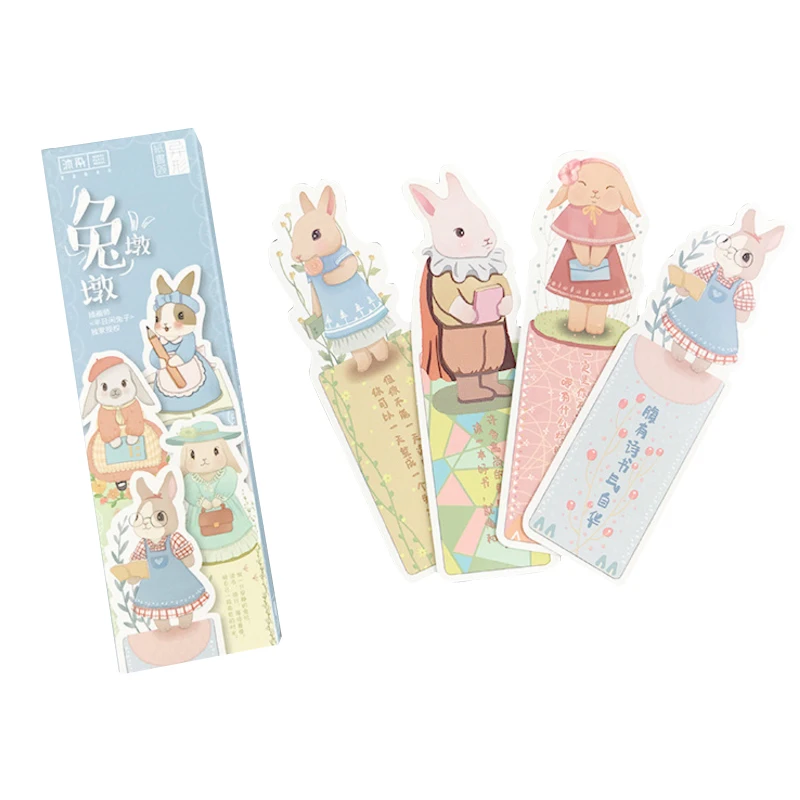 

30 pcs/lot Colorful Lovely Miss Rabbit Animals Bookmark Paper Chinese Sayings Cartoon Promotional Gift for Girl