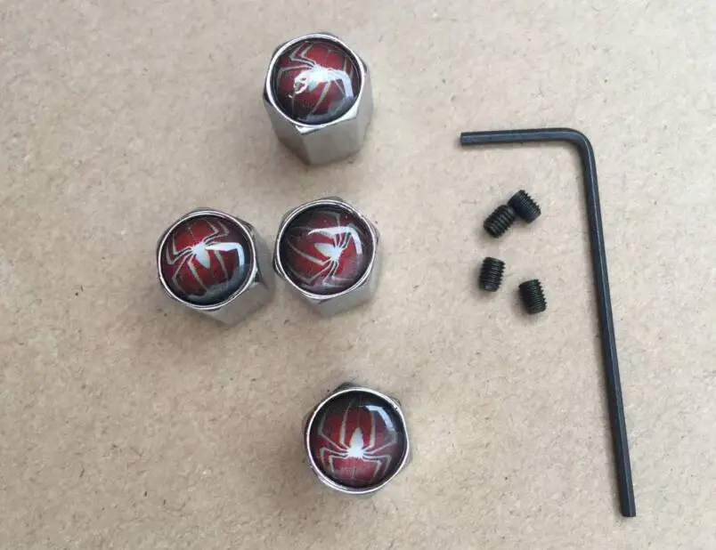 Spider Anti theft tire valve caps Stainless Steel Black Silver Car