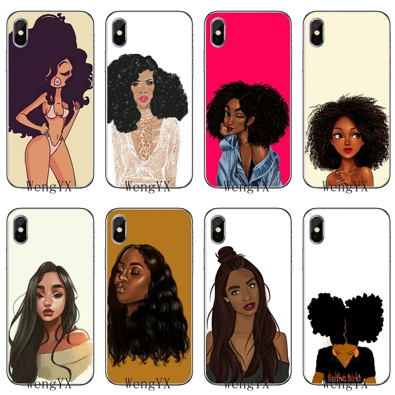 

For Nokia 2.1 3 3.1 5 5.1 6 7 plus 8 9 HTC One A9 M10 M8 M9 E9 Desire U11 Africa woman Black Hair Art painting TPU phone case
