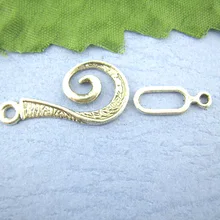 Замочки из цинкового металлического сплава Swirl античное серебро 26 мм x 13 мм(" x 4/8") 16 мм x 6 мм(5/" x 2/8"), 10 комплектов Новинка