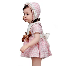 Новинка года; платья с короткими рукавами; испанское платье для маленьких девочек; комплект одежды из 3 предметов; детское платье; праздничное платье с цветочным узором для девочек на день рождения и свадьбу