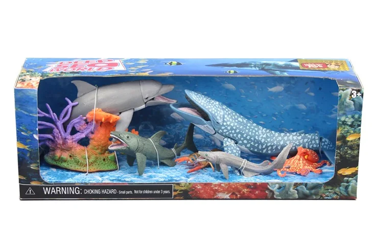 Deluxe Marine Animal Playset with Movable Joints - Whale, Shark, Octopus, Dolphins, Squid, and Coral