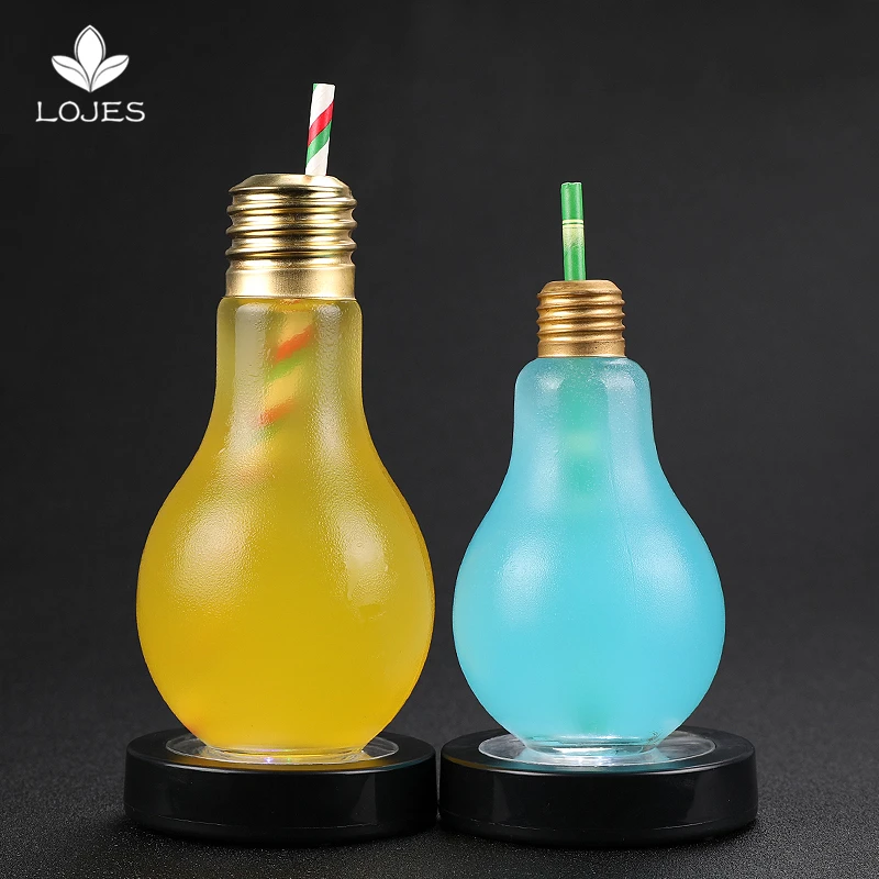 Light Bulb Fruit Juice Bottles High quality Portable Cute Juicer Milk