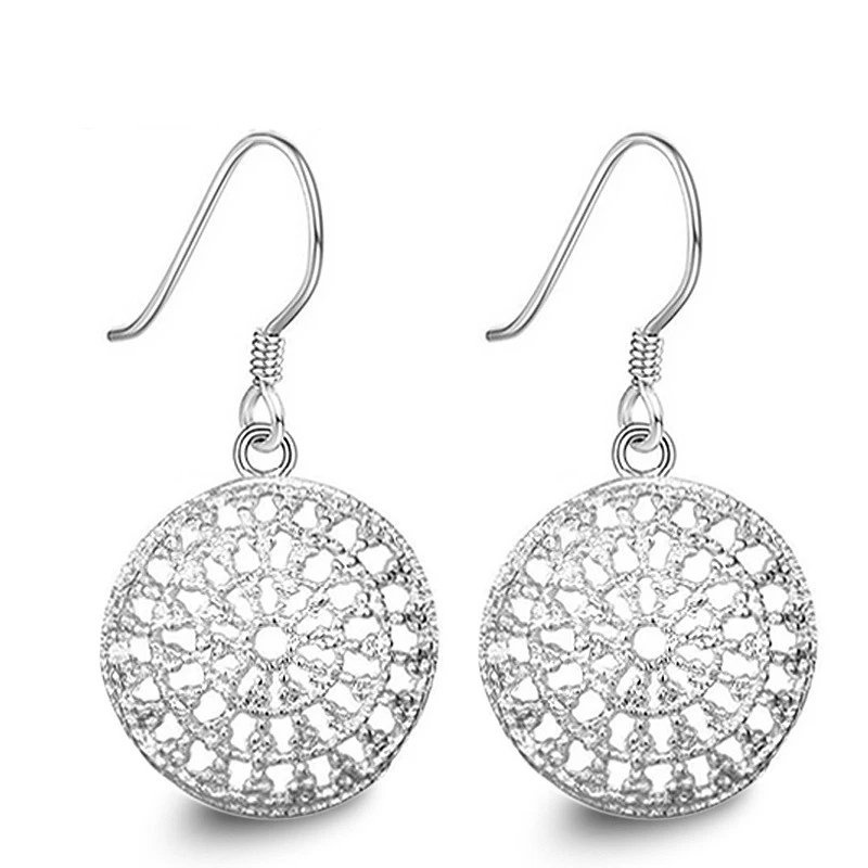 

2017 Round Wedding Stud Earrings sterling-silver-jewelry Drop for Women piercing cute Earrings ed105 pendientes jewellery