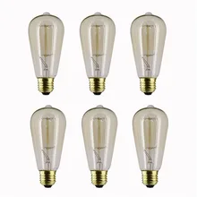 Красивые 220V E27 лампа накаливания 40W электрическая лампочка эдисона ST64 Светодиодная лампа накаливания lampada для домашнего декора 6 шт./компл