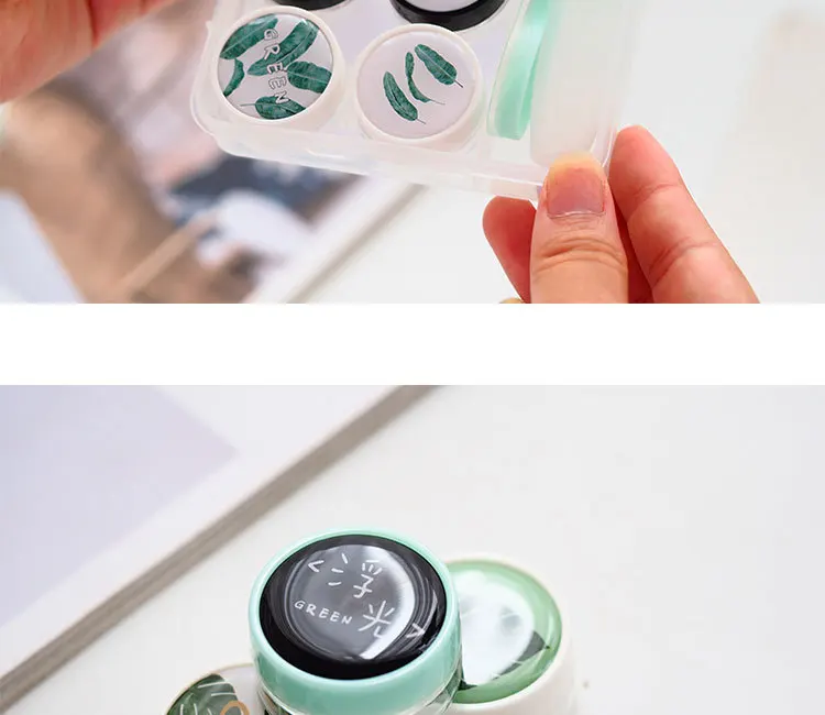 2 пары зеленого цвета, чехол для контактных линз конфетного цвета, много стилей, глазные контактные линзы, коробка для путешествий, кейс для контактных линз для женщин