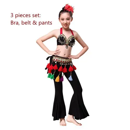 ATS Performance 3pcs Costume Set Girls Tribal Dance Coins Bra Belt and  Pants Gypsy Costume Children Belly Dance   AliExpress Mobile