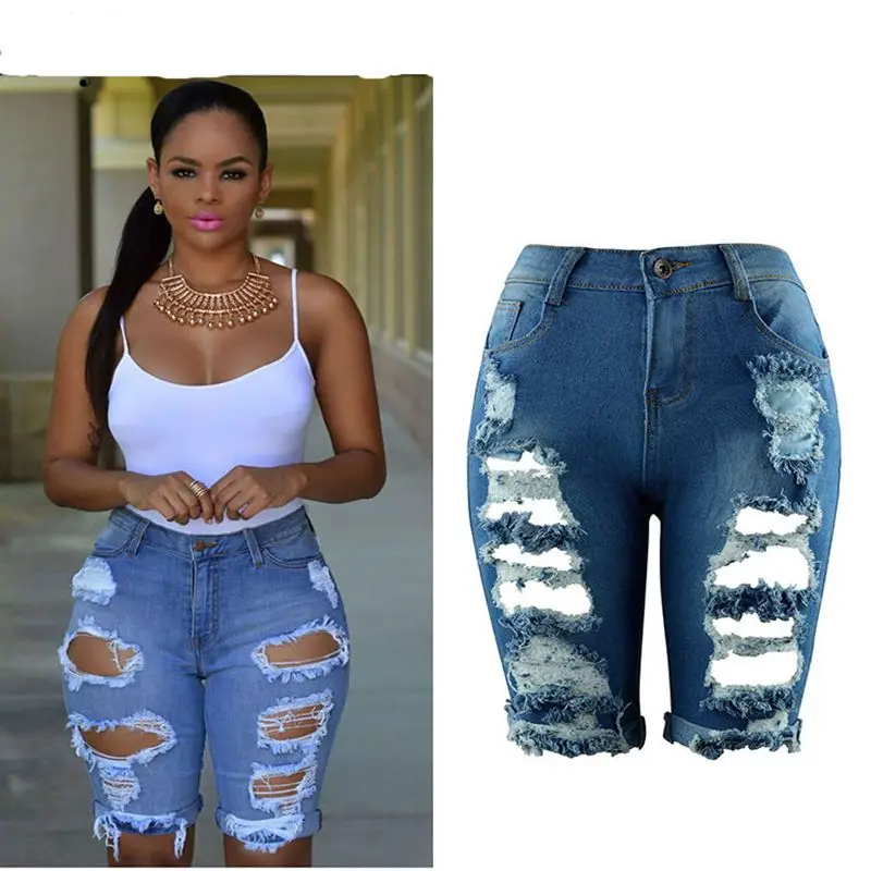 Women 2020 Summer Knee Length Jeans 