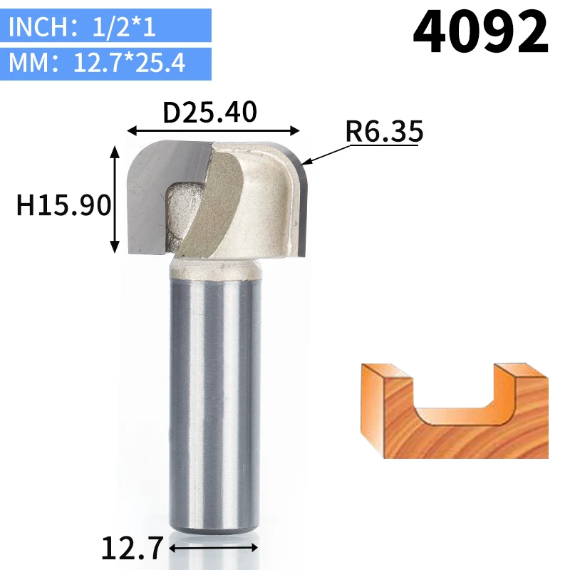HUHAO 1 шт. 1/" хвостовик чаши и лоток шаблонный маршрутизатор бит карбида вольфрама Концевая мельница для деревообработки режущий инструмент деревообрабатывающий фрезерный станок - Длина режущей кромки: 4092