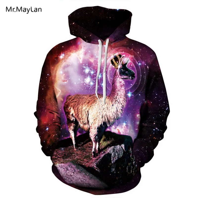 

2018 New Design Galaxy Space Sheep King Print 3D Pullovers Hoodies Men Women Hooded Sweatshirts Casual Steetwear Outwear Jacket