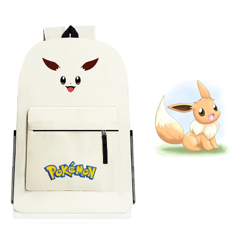 

2017 Dropship Japanese Anime Pokemon Kawaii Eevee Emoji Printing Backpacks for Teenage Girls Canvas Rucksack Children Backpacks