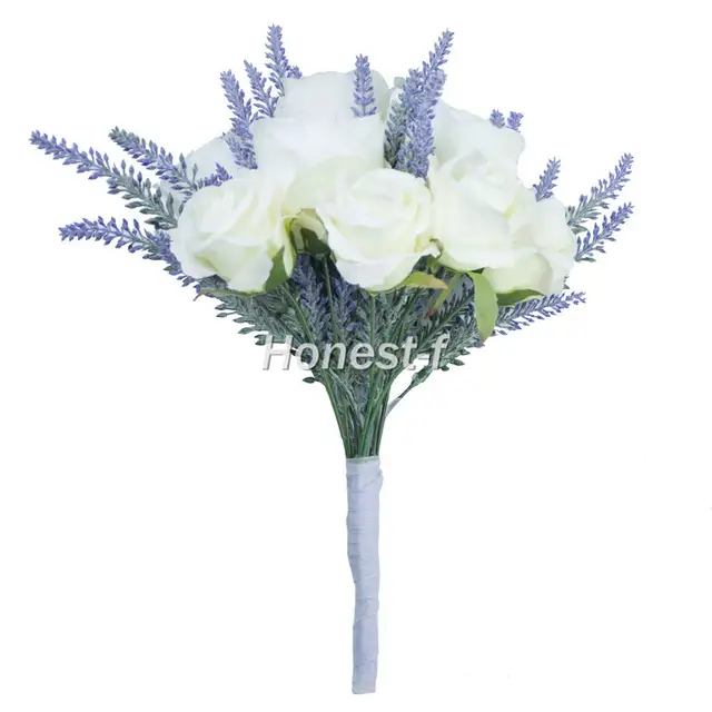 Lavande Floquée Artificielle De Cravate De Main Originale Bouquet De Fleur De Rose Avec Le Corsage De Marié Dhommes Pour Larrangement De Bureau à