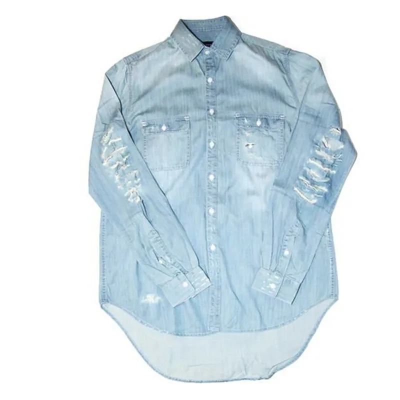 Fashion Men's Jeans Shirt Loose Hole 