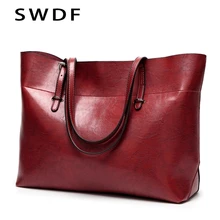 SWDF Brand Leather Tote Bag Women Handbags Female Designer Large Capacity Leisure Shoulder Bags Fashion Ladies Purses Tote Bag women genuine leather purses and handbags vintage brown large shoulder bag ladies tote bag luxury designer brand top handle bags