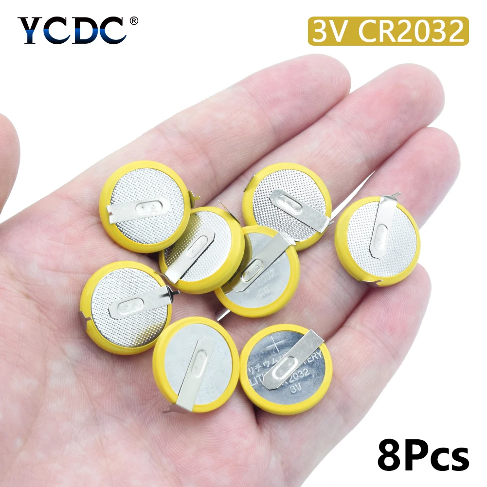 

8Pcs 3V 210mAh CR2032 Battery Lithium Manganese With 2 Solder Tabs For Motherboard Calculator CR2032 Button Coin Cell Battery