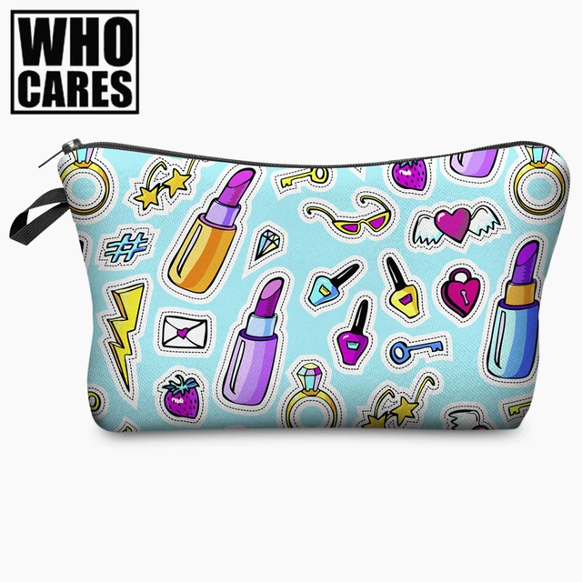 Blink Eyes Makeup Doodle Mint 3D Print Cosmetic Bag Women Organizer