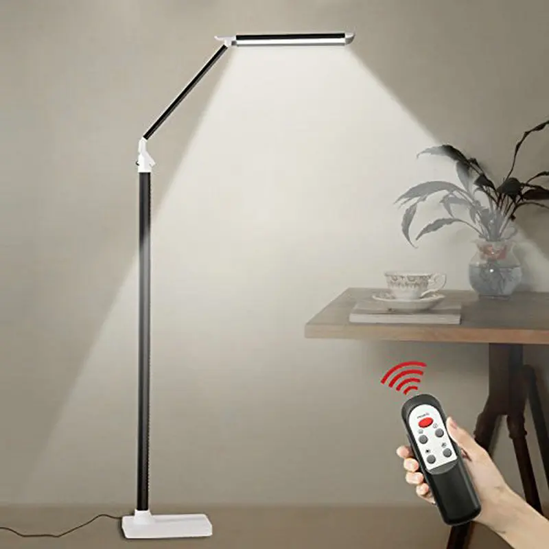 Artpad 12W Modern LED Piano Lamp Black White Aluminium Standing Study Office Floor Lamp With Remote Control Touch Dimmer