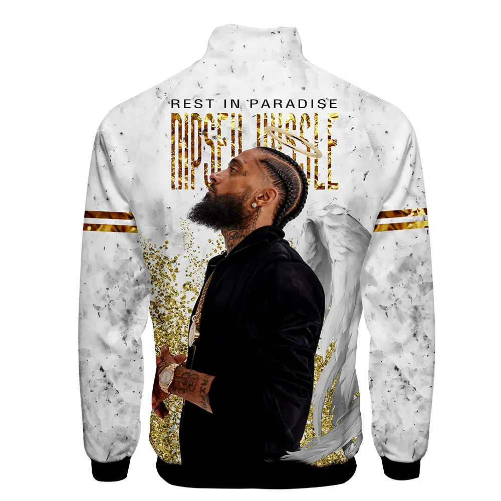 رجل سترة الربيع 2019 NIPSEY HUSSLE Rip سستة الشارع الشهير الوقوف طوق الأزياء 3D طباعة الملابس الهيب هوب جاكيتات ملابس كاجوال