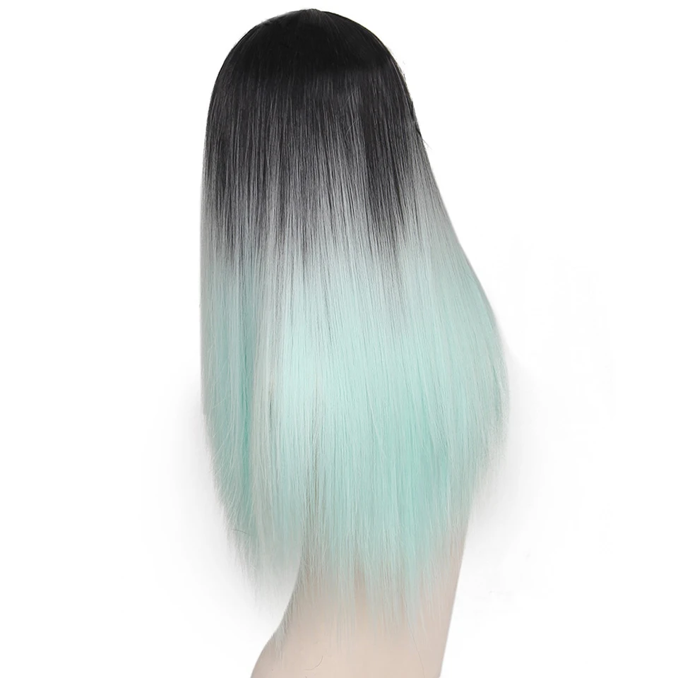 Yiyaobess 24 дюймов длинные прямые черные Серебристые серые Омбре парик челки для белых женщин синтетические парики натуральные волосы
