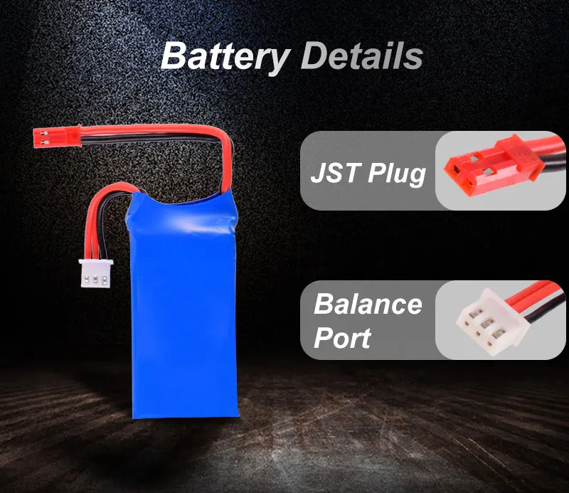 ZOP Power 7 4 V 1100mAh 25C Литий полимерная батарея A949 27 JST Plug для 1/18 Wltoys A959 A969 A979 K929 Запчасти