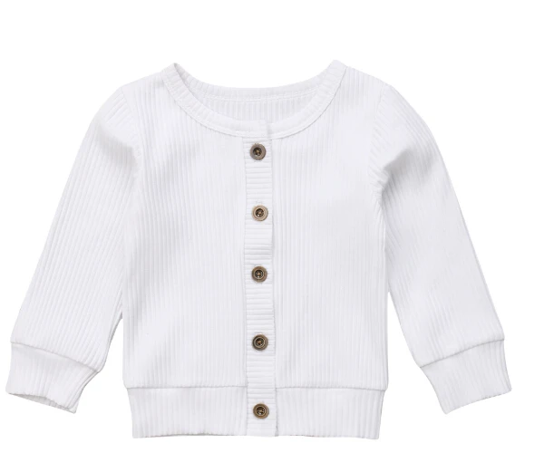 Милые пальто для маленьких девочек и мальчиков; сезон весна-осень; теплый кардиган с длинными рукавами; детские топы; Однотонная рубашка на пуговицах; модное пальто для малышей - Цвет: Белый