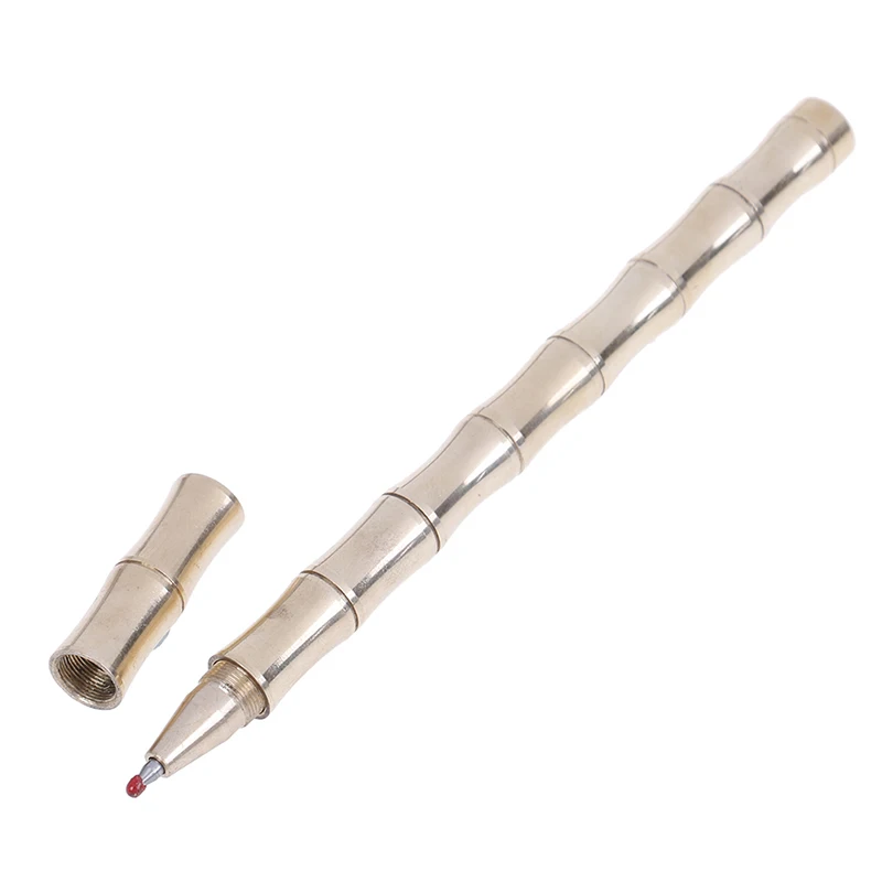 Маркер в форме бамбука, тактическая ручка, портативная гелевая ручка для самозащиты, медный металл, ручная работа, латунь, любимый нейтральный маркер, инструмент