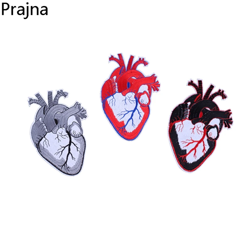 

Prajna Punk Rock Heart Patch Biker Iron On Patches Back Big Patch Stripe On Clothes Cheap Embroidered Patches For Clothing Jeans