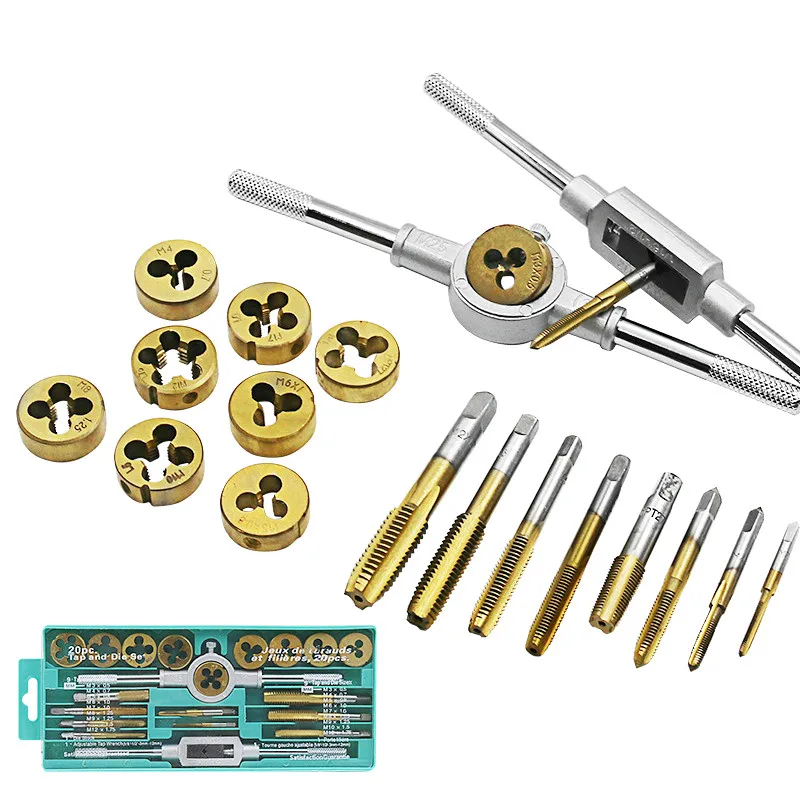 20pcs/set Titanium Tap And Die Set M3m12 Screw Thread Metric Plugs