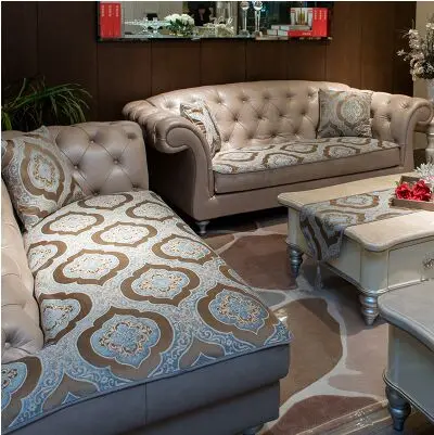 Европейская Двусторонняя Подушка для дивана, четыре сезона, универсальный кожаный диван, нескользящий диван, нескользящее полотенце для дивана - Цвет: Camel