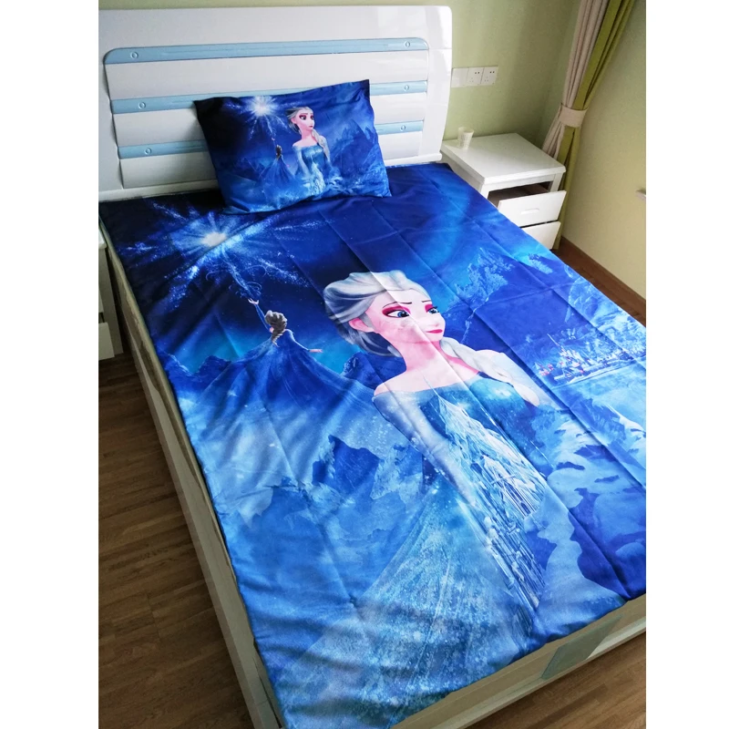الكرتون الأزرق المجمدة الأميرة إلسا آنا الاطفال حاف غطاء الفراش مجموعة الأطفال تعيين نوم ديكور التوأم/حجم واحد ل 1.2 متر السرير