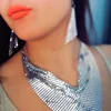 MANILAI Indian Jewelry Set Chic Style Shining Metal Slice Bib Choker Necklaces Earrings Party Wedding Fashion Jewelry Sets Boho ► Photo 2/6