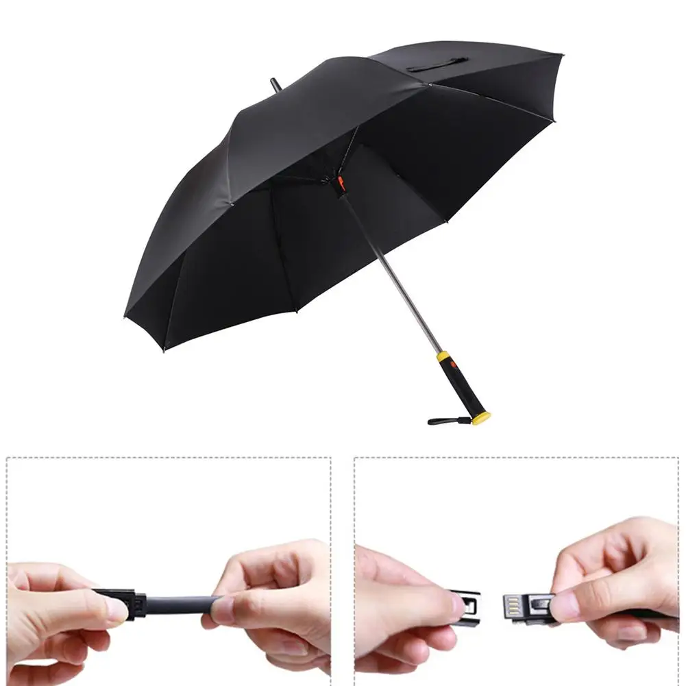 

Raining Sun Straight Umbrella Automatic Open Umbrella Extra Large Oversize Windproof Waterproof Stick Umbrellas With Fan