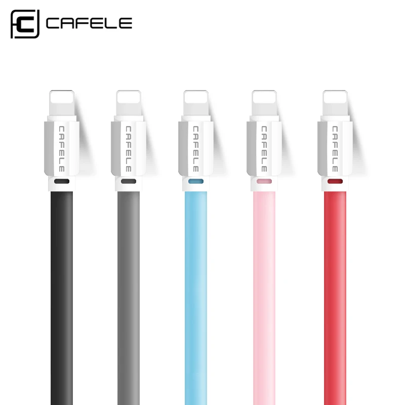 Плоский USB кабель Cafele для зарядки iPhone 5s 6 7 8 X Xr Xs Max 5 В 2 А и передачи данных