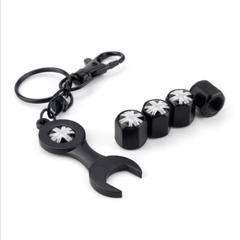 

4pcs Car Truck Accessories Fashion Tire Valve Stems Caps 1pc Wrench British Flag Logo for Mini Coopers Mini One Cabrio Clubman