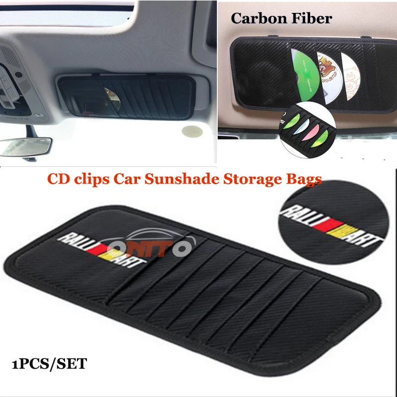 

Car Sunshade Storage Bags 1PCS/SET For Mitsubishi Lancer 10 9 EX Eclipse Galant Ralliart logo car accessorie box CD Clips