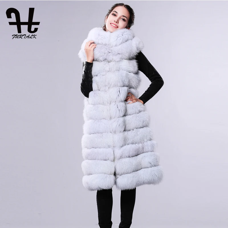Furtalk Khaki Femmes Manteau Fourrure D'hiver Réel De Dark Renard Fox Ruban Des Conception Khaki light blue Russe 5RjL4A