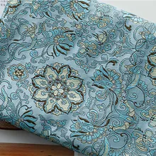 Синий цветок парчовая ткань, дамасский жаккард одежда обивка костюма мебель шторы материал подушки ткань 75 см* 50 см