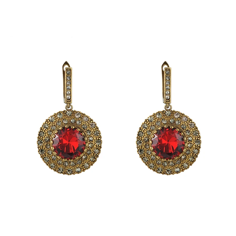 Women Crystal Drop Earring 2016 New Retro Red Imitation diamonds earrings broadside Vintage Earrings Dangle Earrings for women