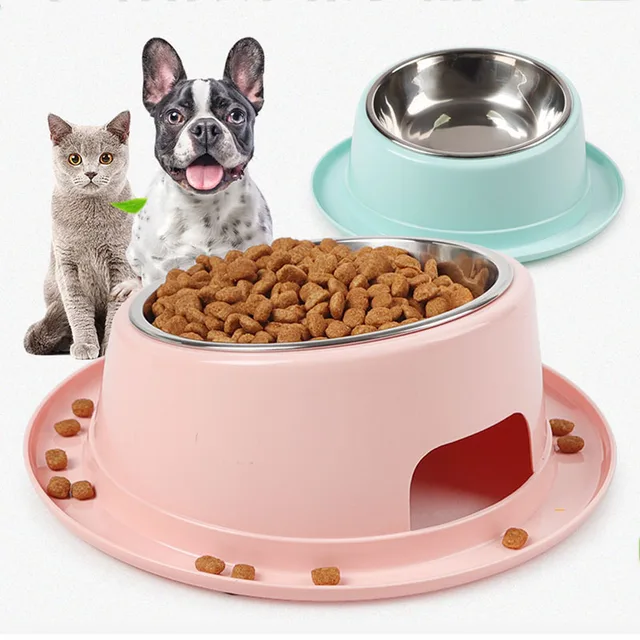Raised Cat Food Bowl Tilted Pet Single Mess 15 Degree Slanted Stainless