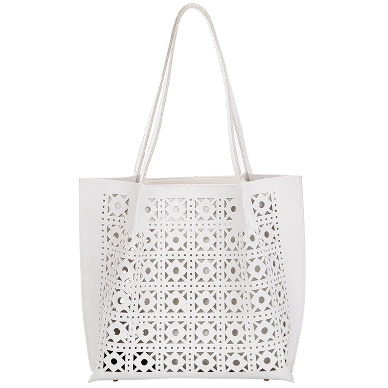 

Women Tote Bag Hollow Out Lady Handbag Europe and America Style Shopper Large Capacity Shoulder Bags Pink Ladies Hand Bags 2019