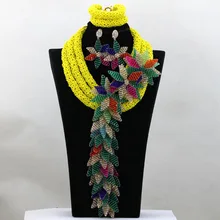 Очаровательные желтые Свадебные Бусы Свадебные ожерелья Набор для женщин Роскошные бирюзовые зеленые цветочные осенние бусины Набор WA681