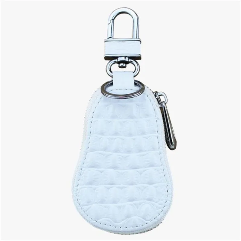 Новинка года унисекс высокое качество ключи сумка под крокодилью кожу для мужчин ключи Бумажник Мода Мини кейс на молнии Маленькая кожаная сумка - Цвет: White