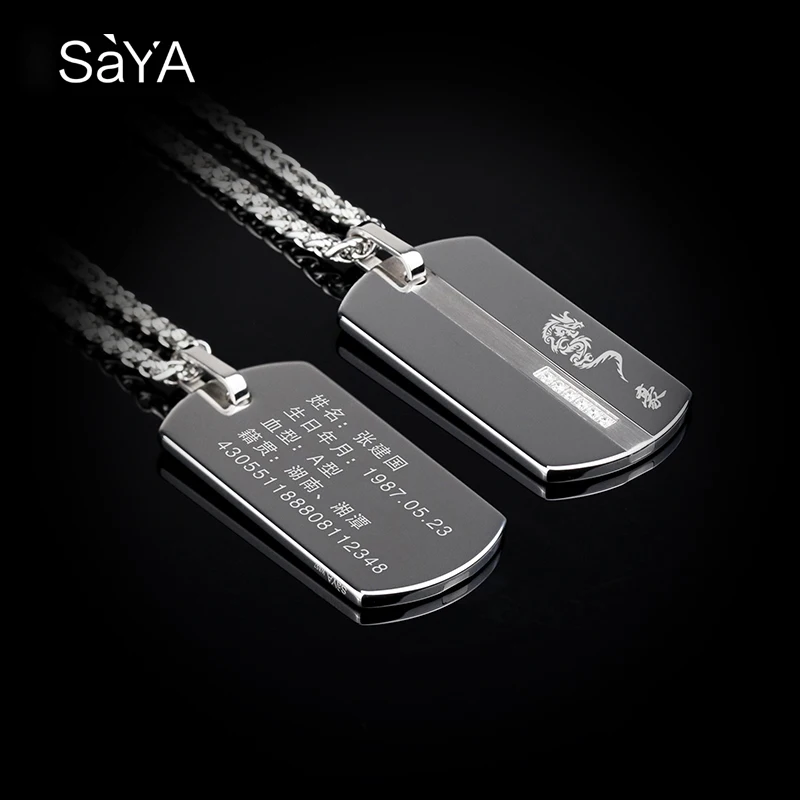 Men Pendants  Necklace for Male,Classic Tungsten Inlay CZ Stones with Titanium Steel Cuban Chain, Engraving 2